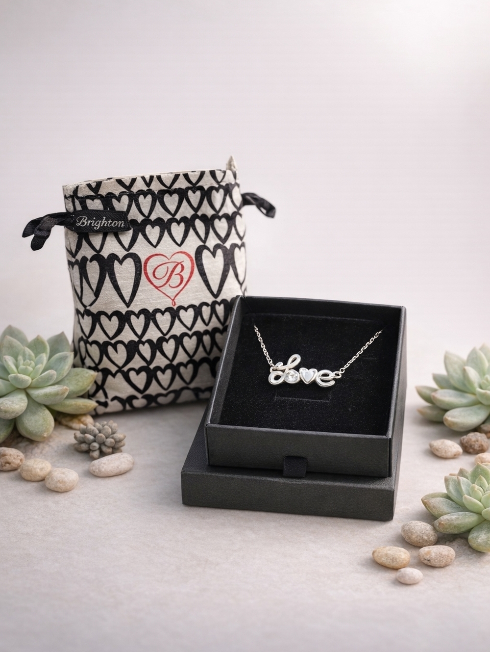 Brighton “Love Letters” Bracelet NWT Silver Heart Script w Box & Pouch